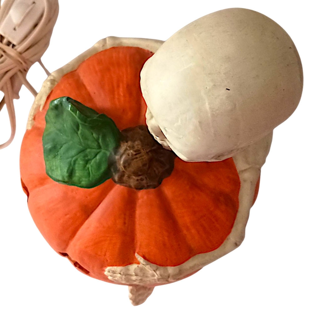 Vintage Halloween Figure Pumpkin Skeleton Light Up Ceramic 90s‎ Spooky Autumn - Picture 6 of 16